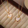Heart Shell Locket Pendant Necklace [RNNPBWEC]