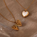 Heart Shell Locket Pendant Necklace [8AWGI8SY]