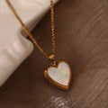 Heart Shell Locket Pendant Necklace [IF1LSI2K]