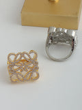 Hollow Square Diamond-Encrusted Ring [ARGLFXF2]