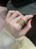 Hollow Square Diamond-Encrusted Ring [J0Y82BXR]