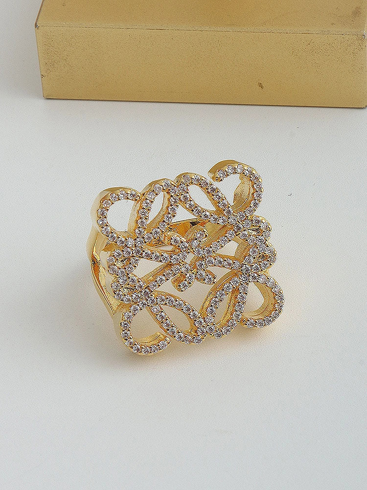 Hollow Square Diamond-Encrusted Ring [N3RQ0ECY]