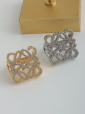 Hollow Square Diamond-Encrusted Ring [R561XA3N]