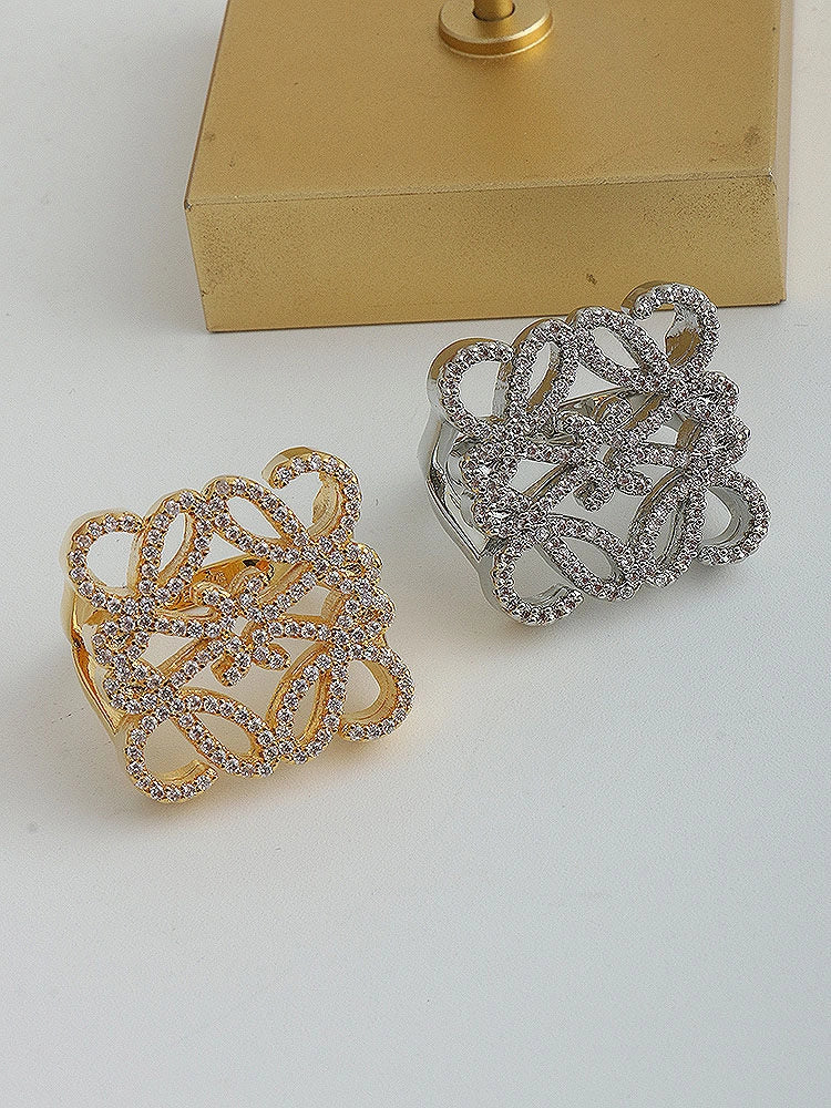 Hollow Square Diamond-Encrusted Ring [R561XA3N]