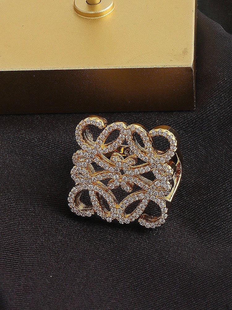 Hollow Square Diamond-Encrusted Ring [VXA2CV7U]
