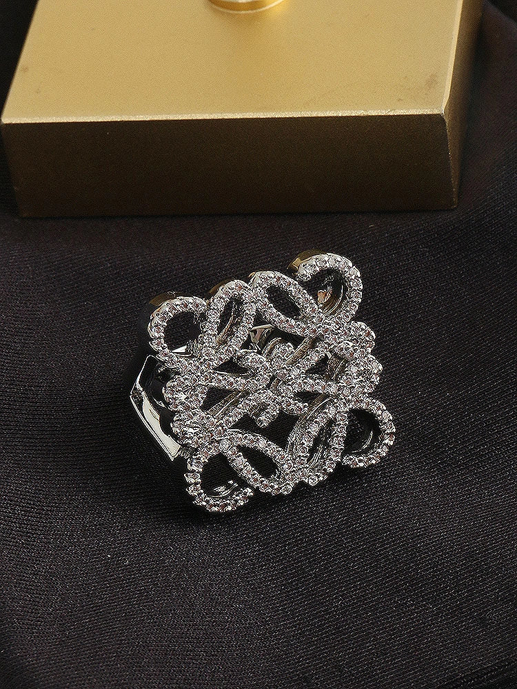 Hollow Square Diamond-Encrusted Ring [3TLVCDXN]