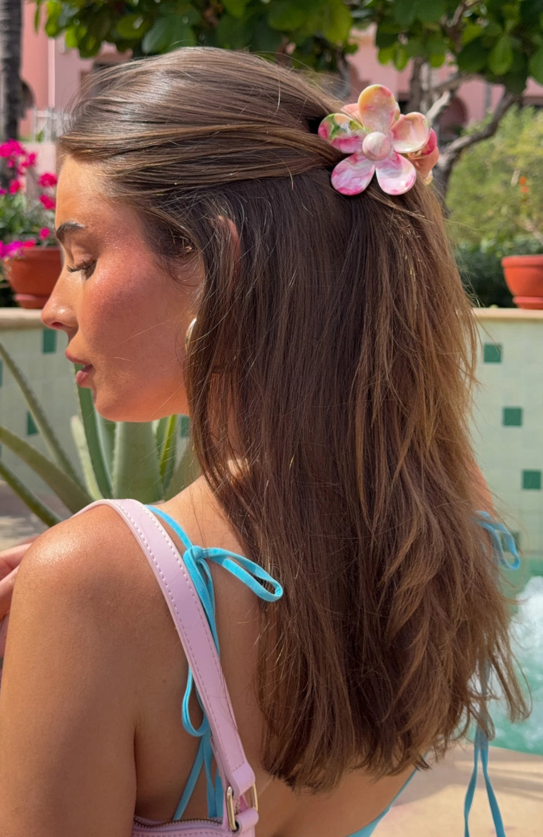 Missy Jewelry Huda Marble Floral Hair Clip