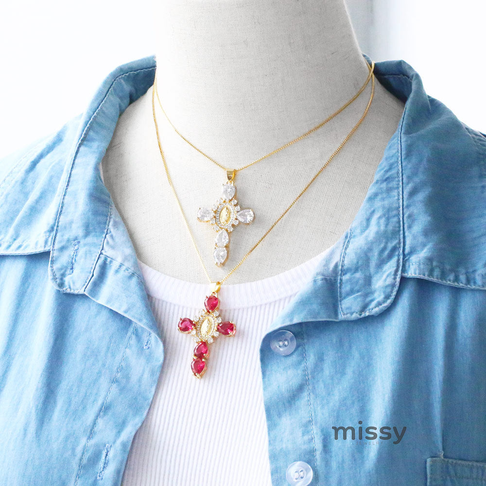 Ianna Madonna Cross Necklace [1FNNPT39]