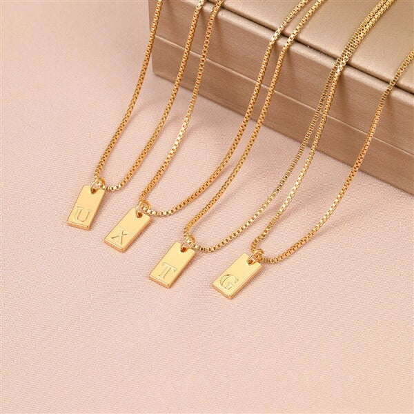 Initial Pendant Box Chain Necklace [UQ7441UR]