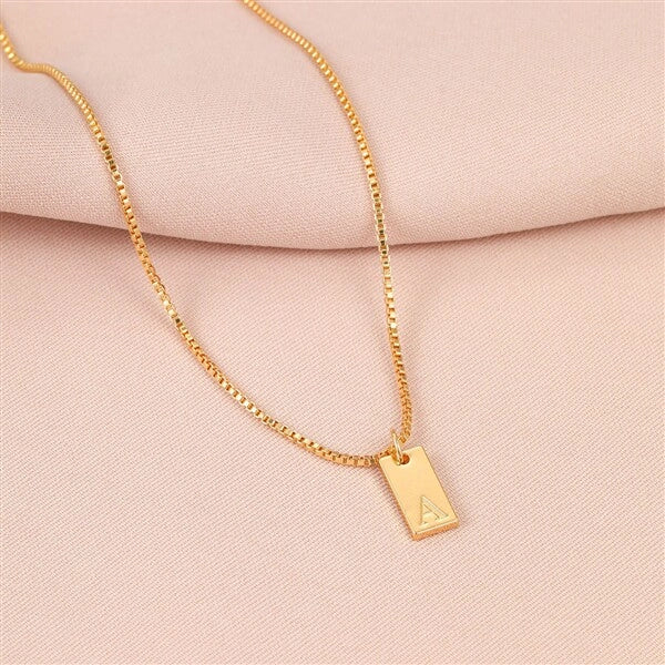 Initial Pendant Box Chain Necklace [WRBRTS07]