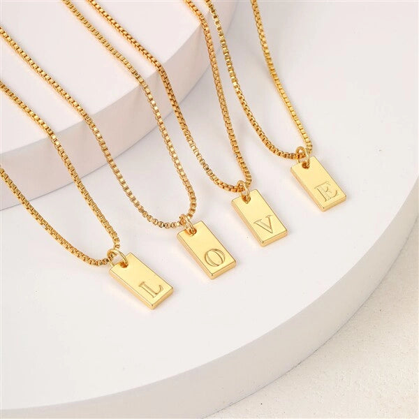 Initial Pendant Box Chain Necklace [EXPIMCGV]