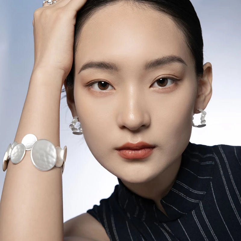 Irregular Disc Bracelet and Ring Set [TBY1LTDL]