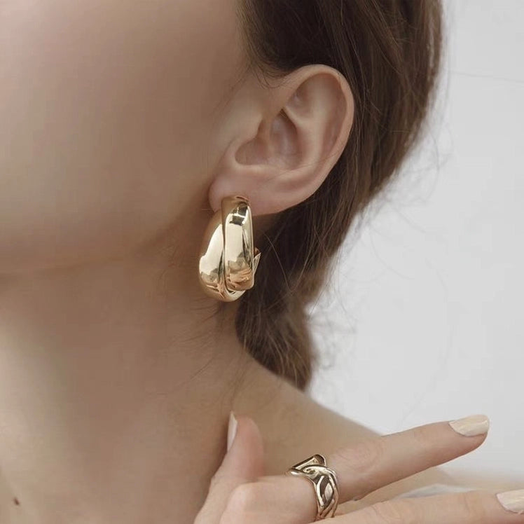Irregular Twisted Hoop Earrings [YSABKD6A]