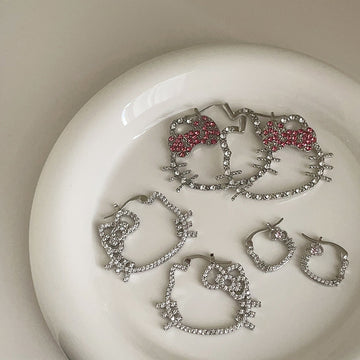 Isley Zircon Cat Bow Earrings [57C7WWHD]