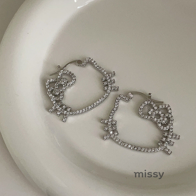 Isley Zircon Cat Bow Earrings [REAZUOO3]