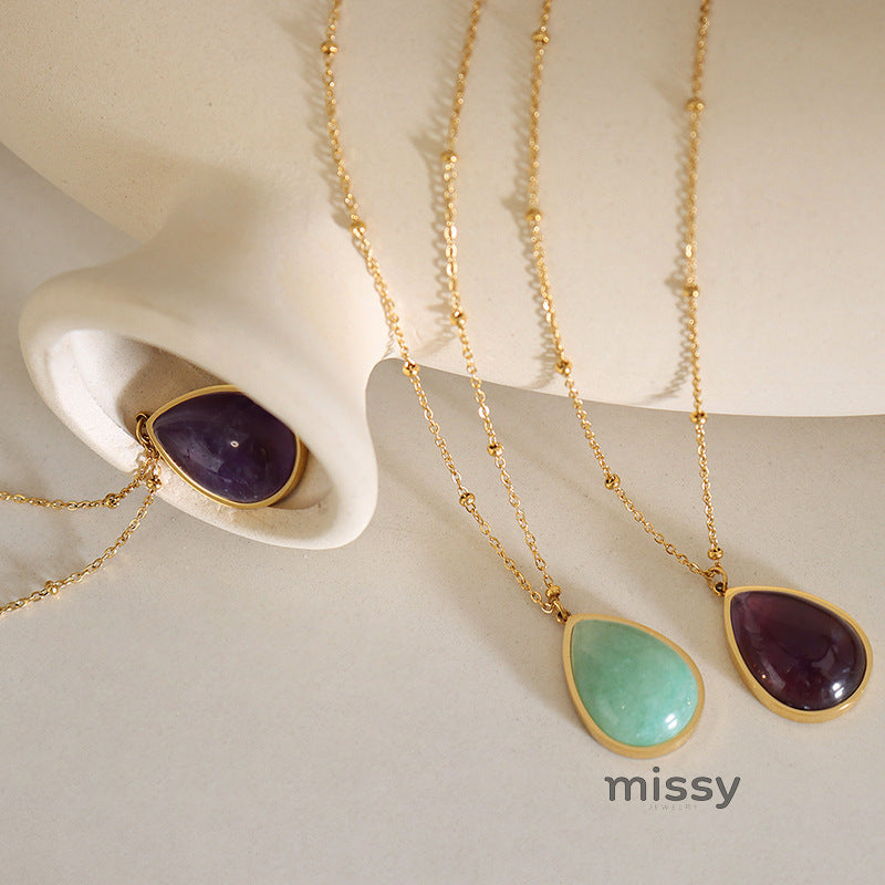 Izzabella Natural Stone Pendant Necklace [EZA6E0SF]