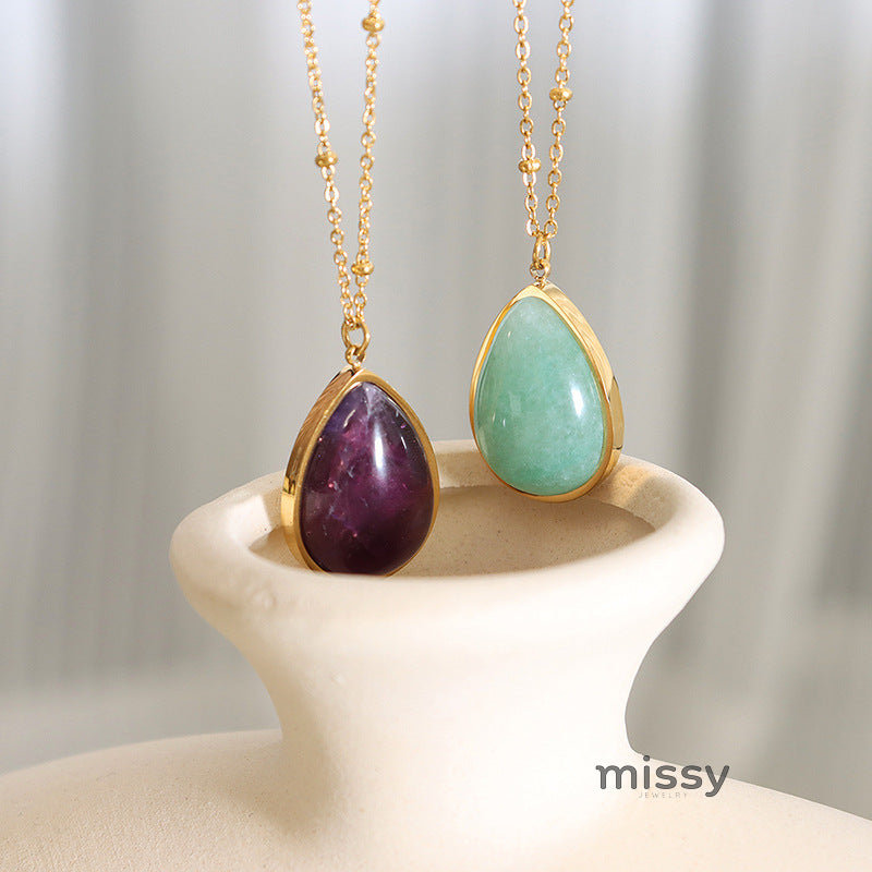 Izzabella Natural Stone Pendant Necklace [ALY0NFVG]