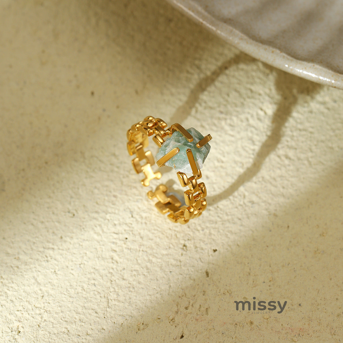 Jadelynn Natural Stone Open Ring [XK7R28JK]