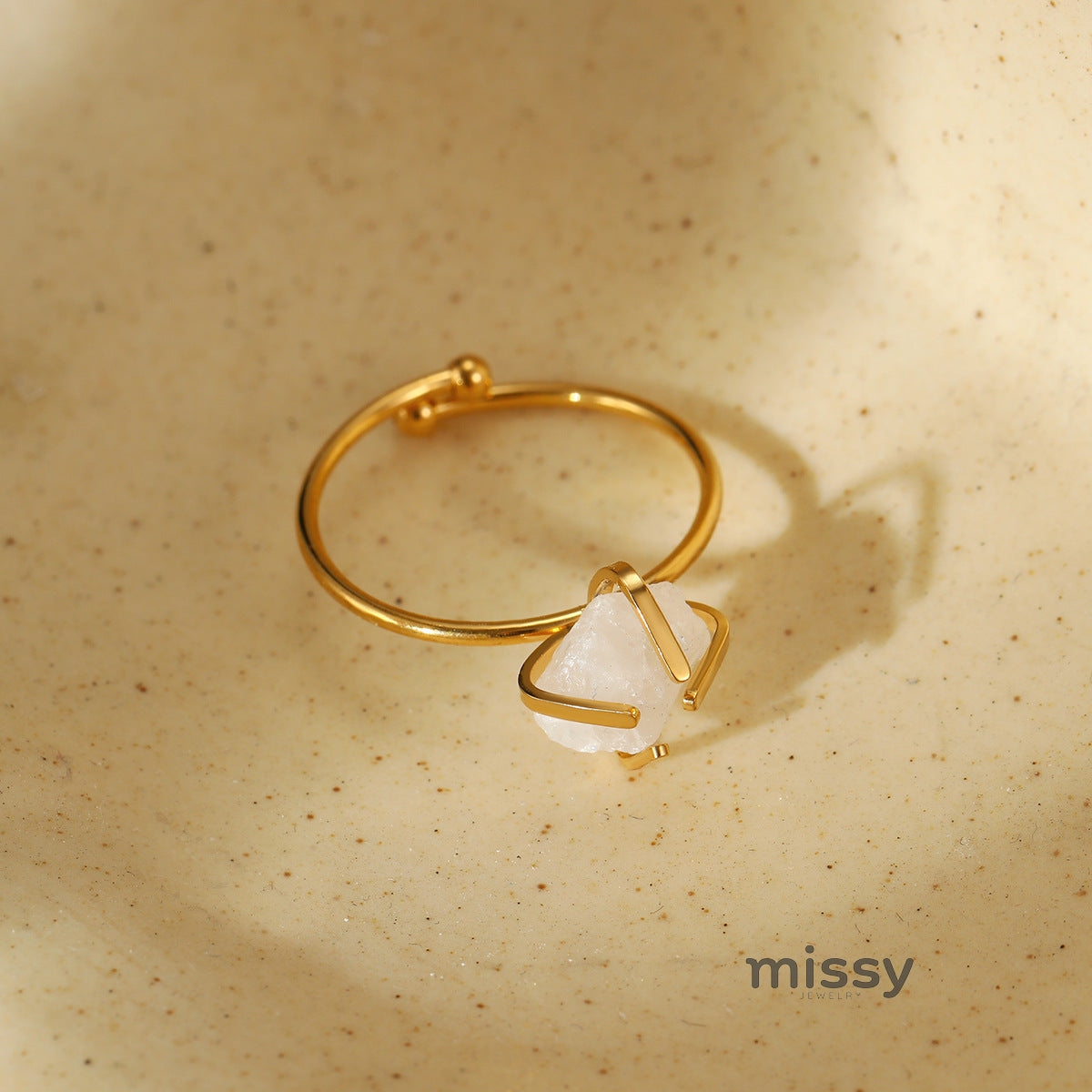 Jadelynn Natural Stone Open Ring [HLYSQWI1]