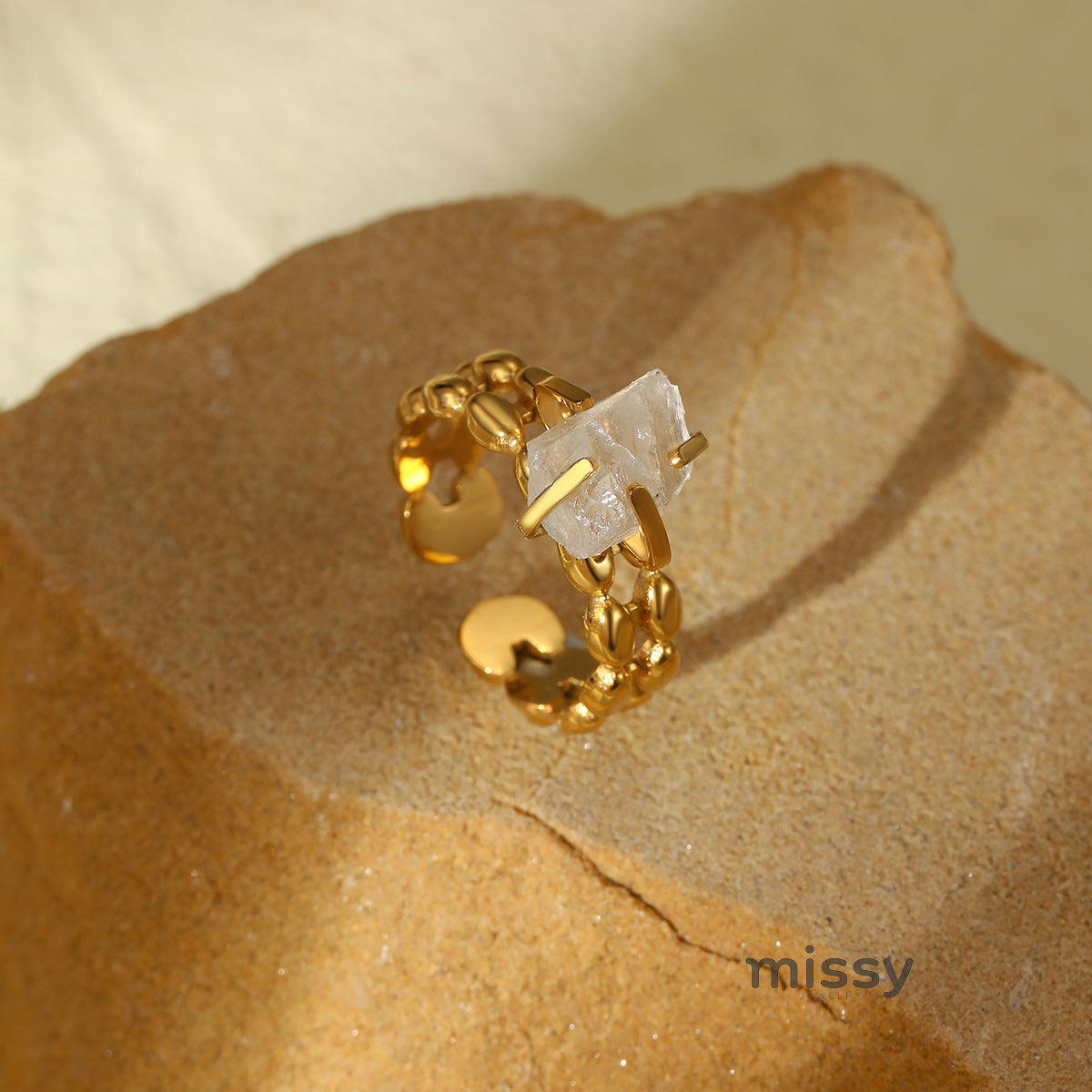 Jadelynn Natural Stone Open Ring [UKIFFM1L]