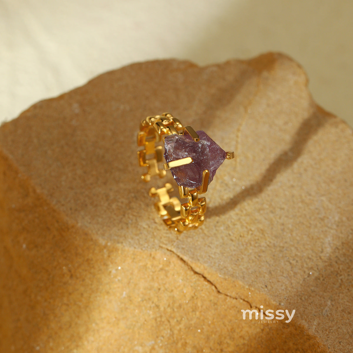 Jadelynn Natural Stone Open Ring [PKIA63EQ]