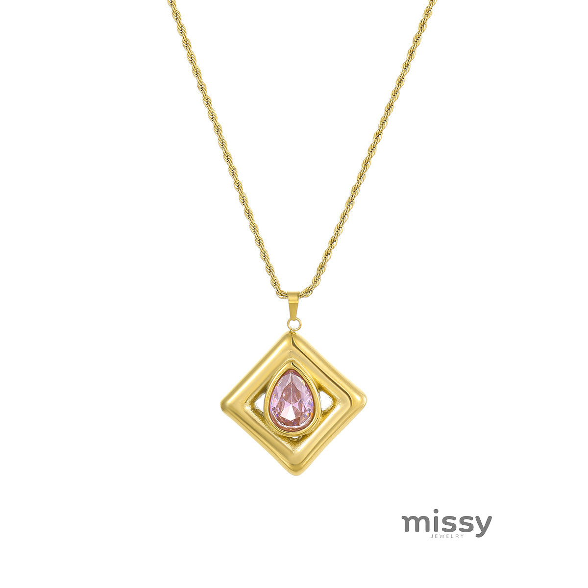 Jaela Teardrop Zircon Necklace [4RAA40TB]