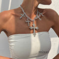 Jaliya Rhinestone Cross Necklace