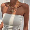 Jaliya Rhinestone Cross Necklace