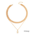 Jamira Gold Layered Square Necklace [YW8AKS04]
