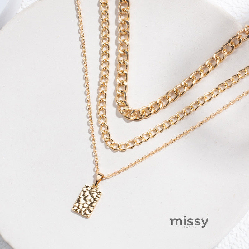 Jamira Gold Layered Square Necklace [BKGICBZS]