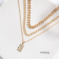 Jamira Gold Layered Square Necklace [2ATZR2CP]
