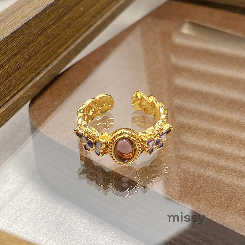 Janell Colorful Enamel Open Ring [MAHSEQEH]