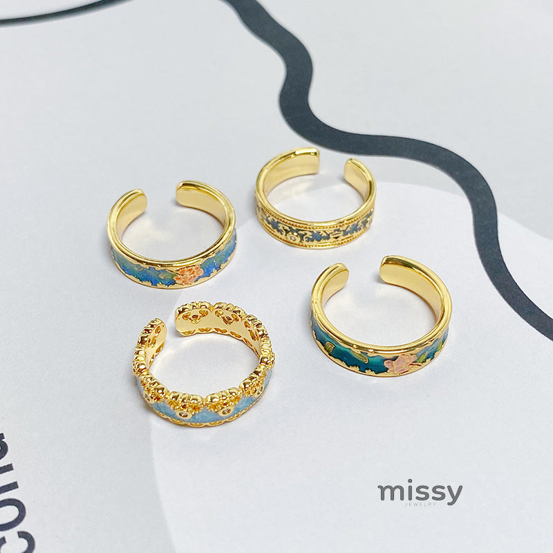 Janell Colorful Enamel Open Ring [IC2H445X]