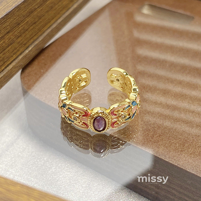 Janell Colorful Enamel Open Ring [XW7BQN5P]