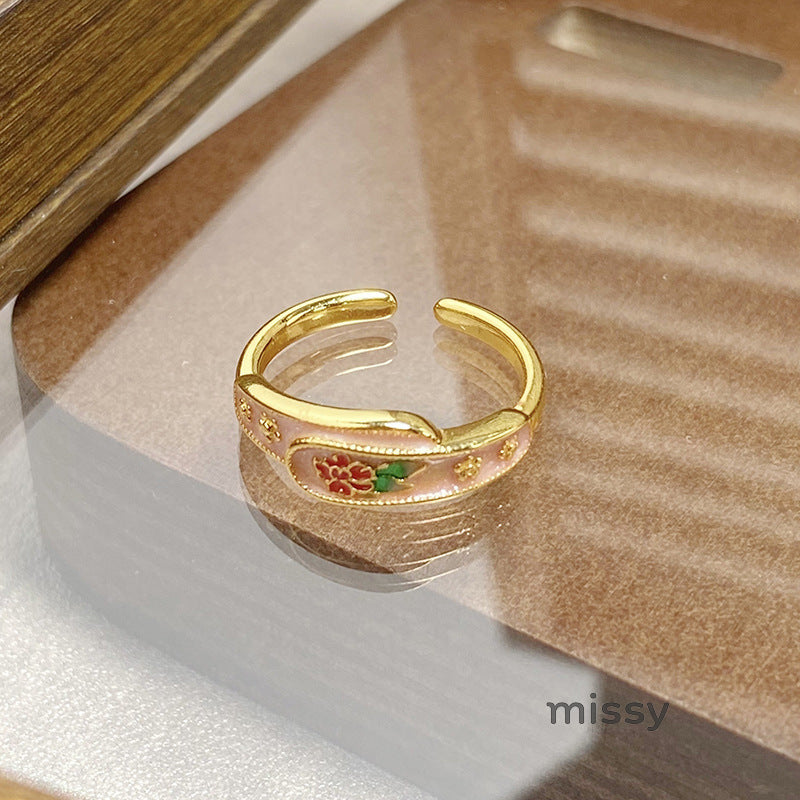 Janell Colorful Enamel Open Ring [V0DSCMZM]