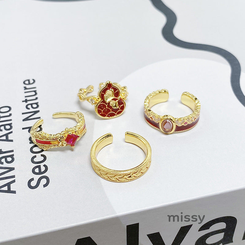 Janell Colorful Enamel Open Ring [CI3ZLR6Y]