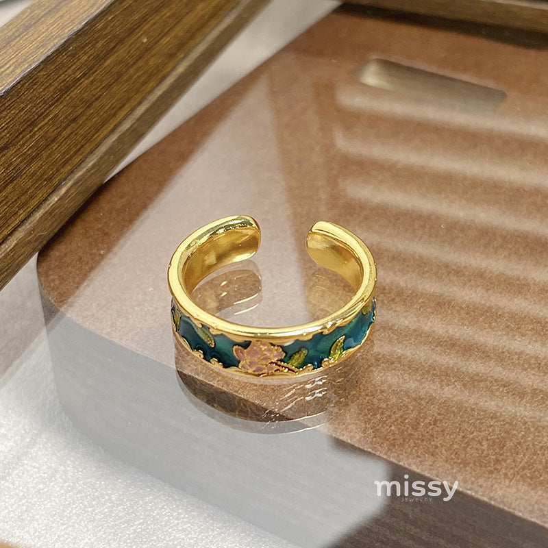 Janell Colorful Enamel Open Ring [CO9NOH6Q]