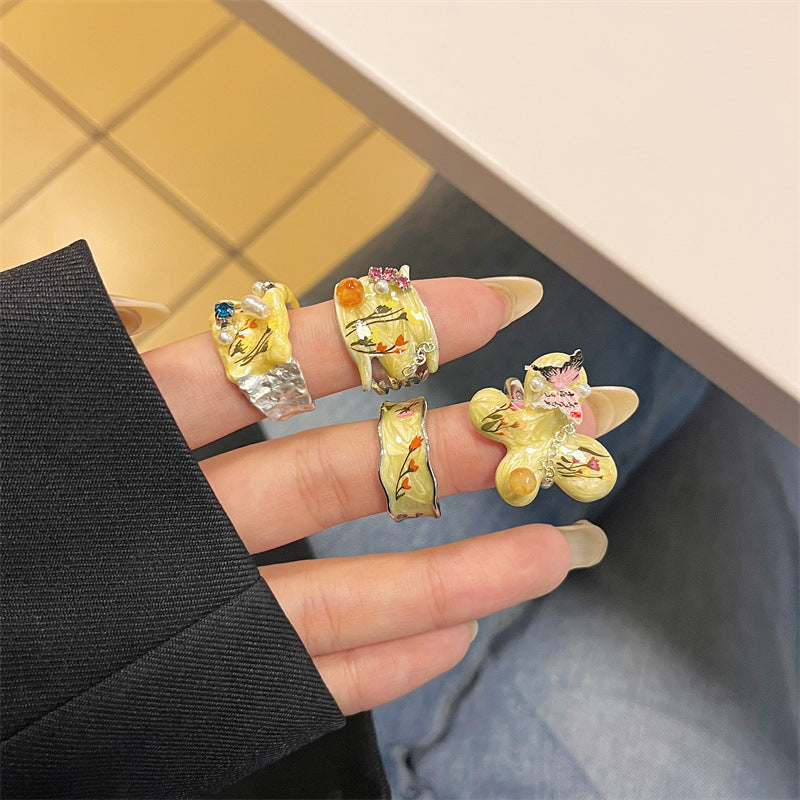 Janya Butterfly Enamel Stacked Ring [FSMCVL8P]
