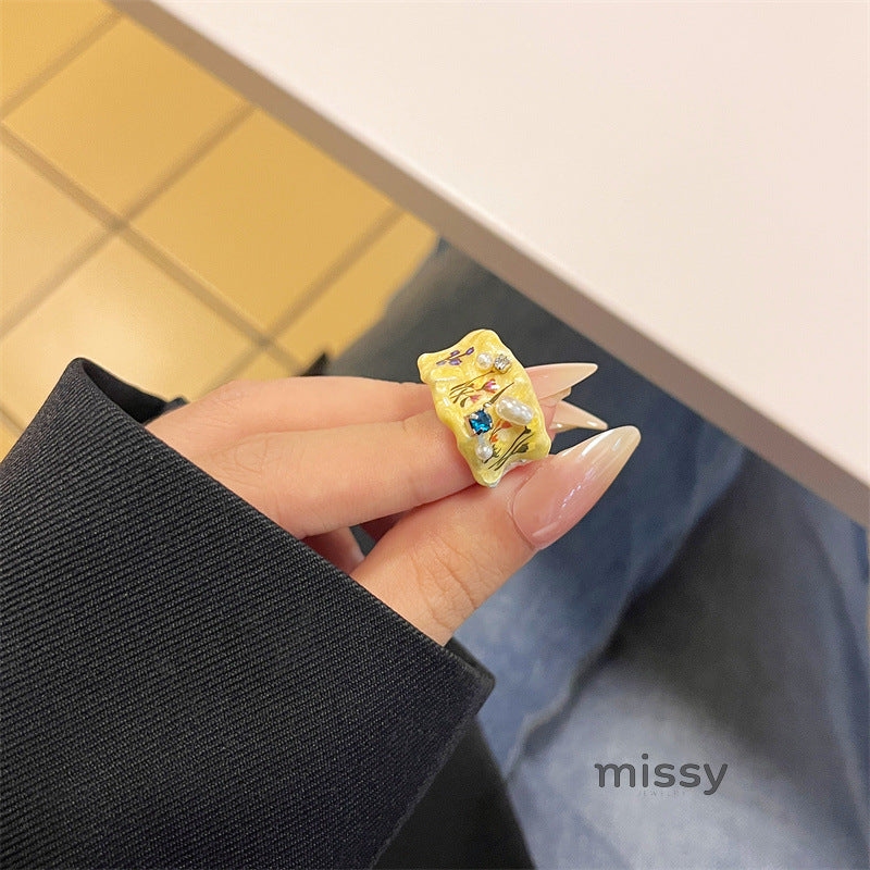 Janya Butterfly Enamel Stacked Ring [HS3E0FA2]