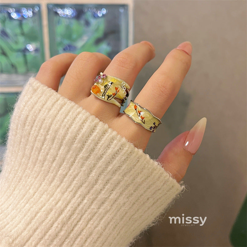 Janya Butterfly Enamel Stacked Ring [YDM7GS39]