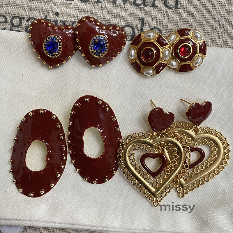 Jaretzy Retro Heart Earrings [269SFVEB]