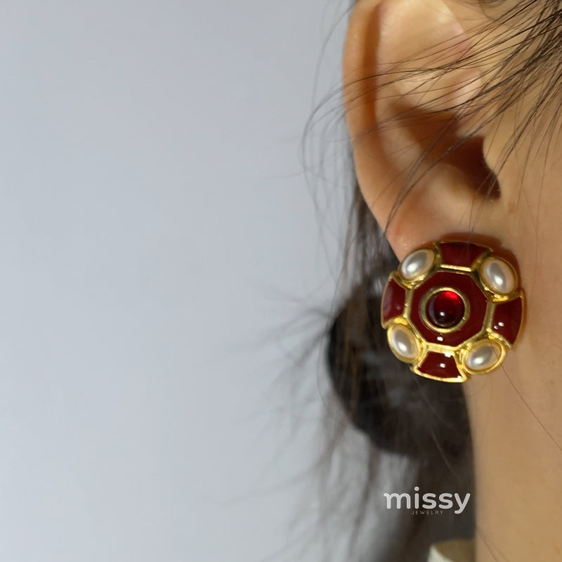 Jaretzy Retro Heart Earrings [C7696D31]