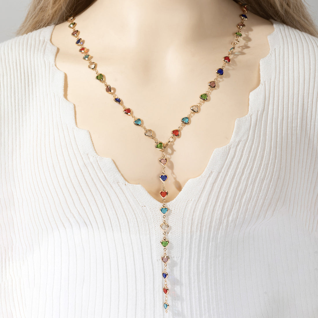 Jasmin Crystal Heart Tassel Necklace [UJSXEPAG]