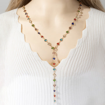 Jasmin Crystal Heart Tassel Necklace [UJSXEPAG]