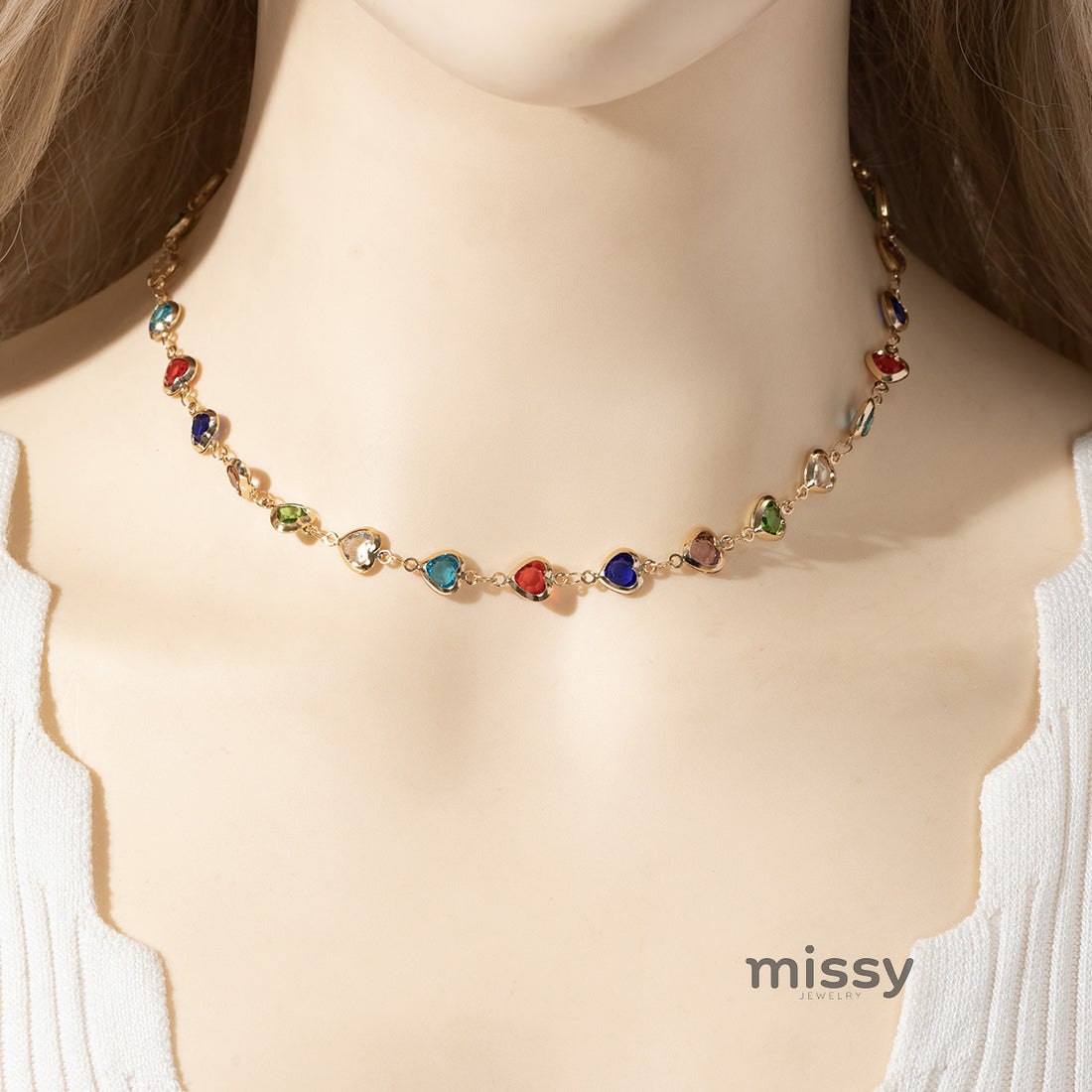 Jasmin Crystal Heart Tassel Necklace [UJSXEPAG]