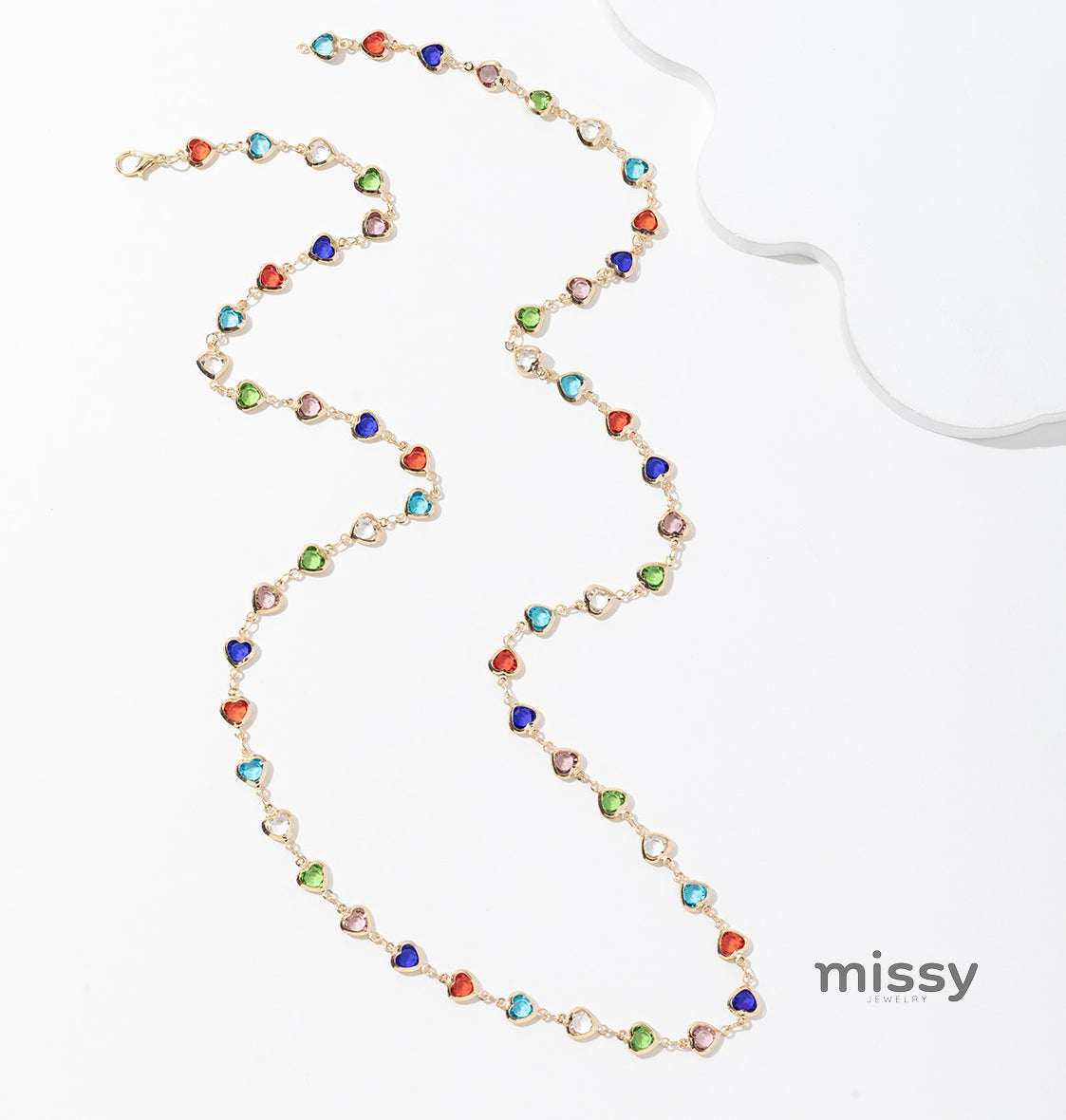 Jasmin Crystal Heart Tassel Necklace [ACA62GTM]