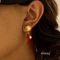 Jasper Cross Pearl Drop Earrings [V1R378WU]