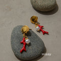 Jasper Cross Pearl Drop Earrings [AGPBYBDW]