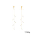 Jaylanie Zircon Leaf Dangle Earrings [VU30L36O]