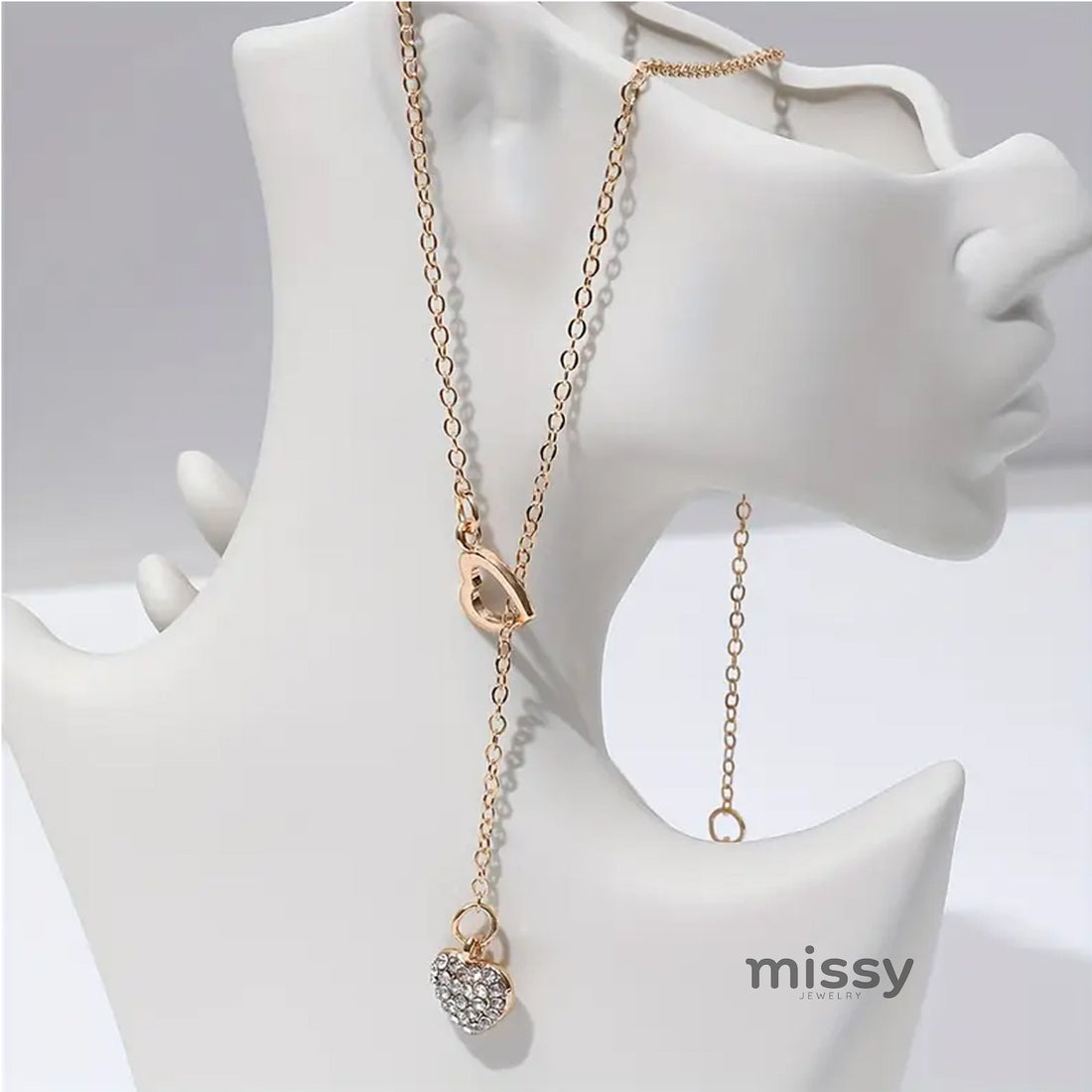 Jaylyn Rhinestone Heart Necklace [ERZ6CQ11]